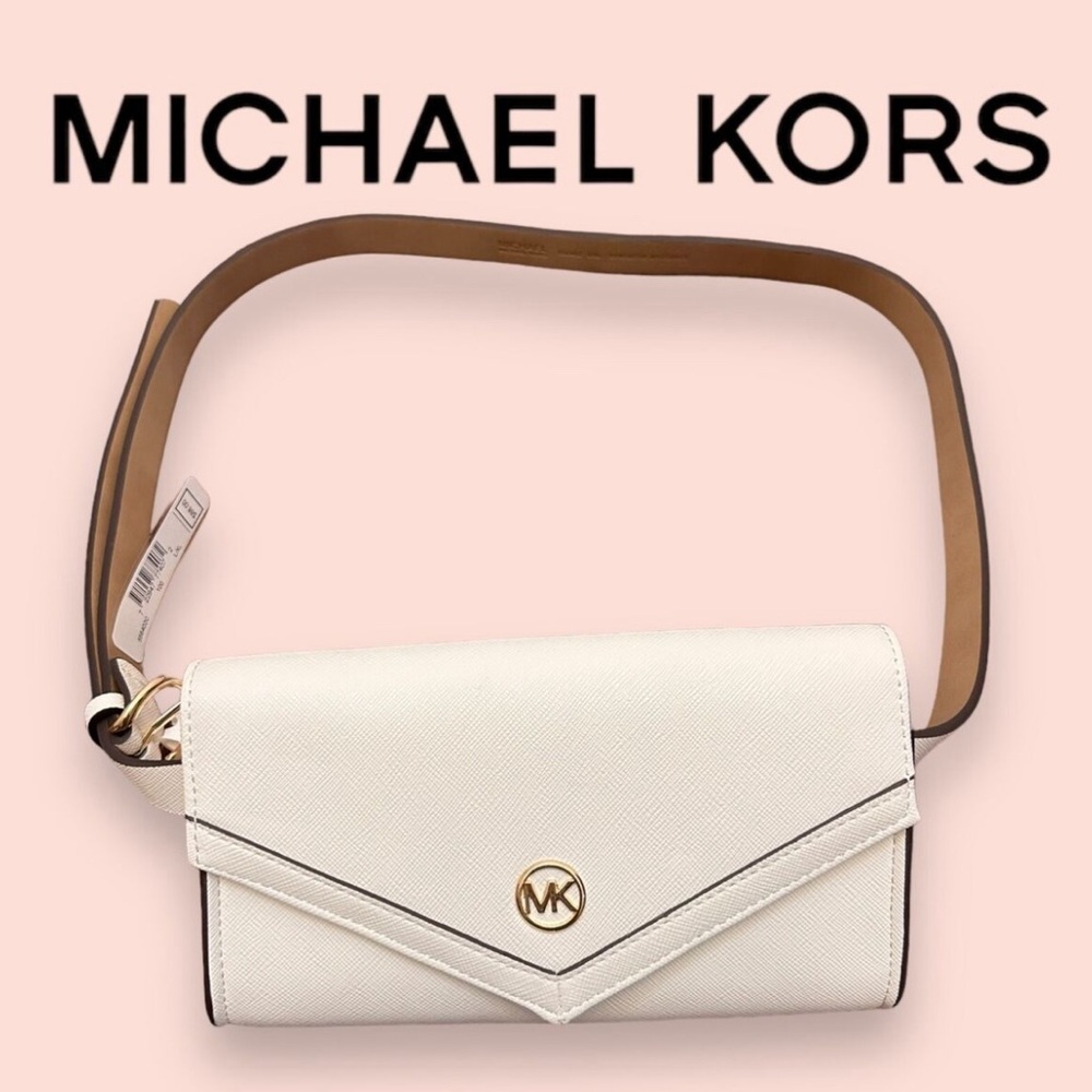 NWT Michael Kors Saffiano White Belt Bag Wallet